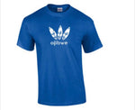 Ojibwe tshirt Royal 3 feather logo