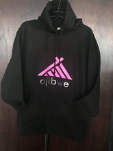 Ojibwe Black hoodie with hot pink with silver metallic logo