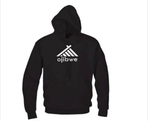 Ojibwe Black Hoodie (White Tee Pee Logo)