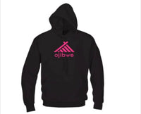 Ojibwe Black Hoodie (Hot Pink Tee Pee Logo)