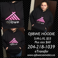 Ojibwe Black hoodie with hot pink with silver metallic logo